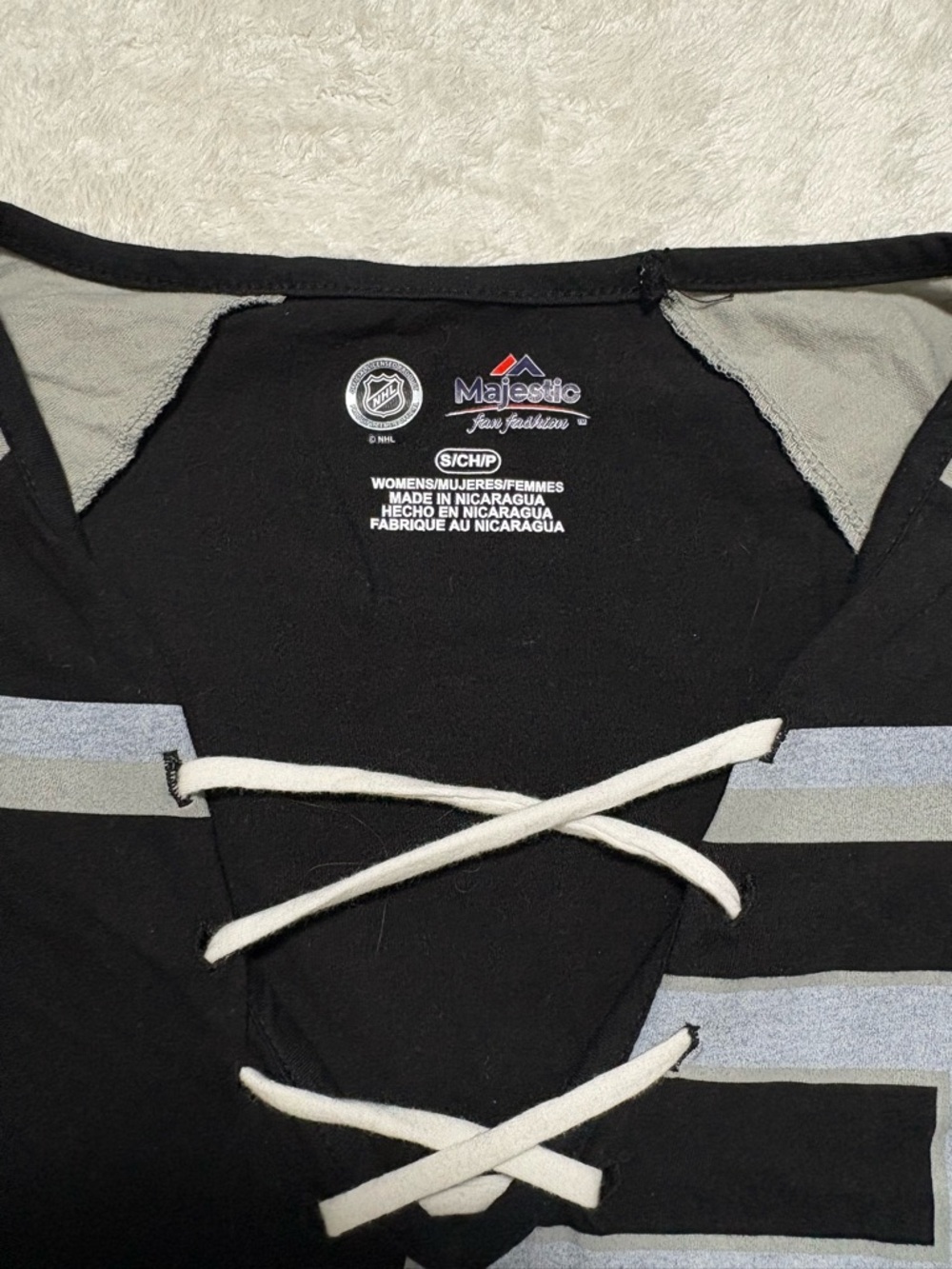 Majestic Los Angeles Kings Lace-Up Long Sleeve Top - Black & Gray - Picture 3 of 3